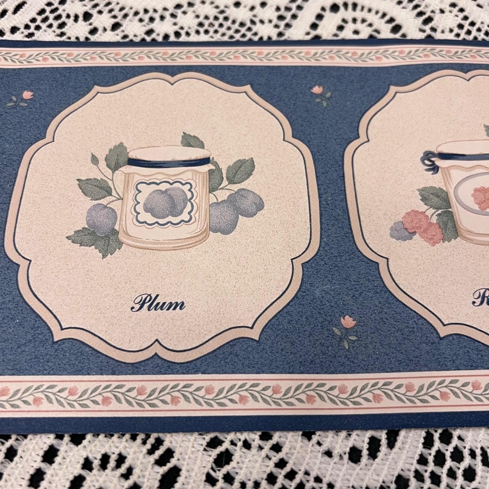 Vintage Rosedale Blue Wallpaper Border | 1 Full Roll | Fruit Preserves Cottage